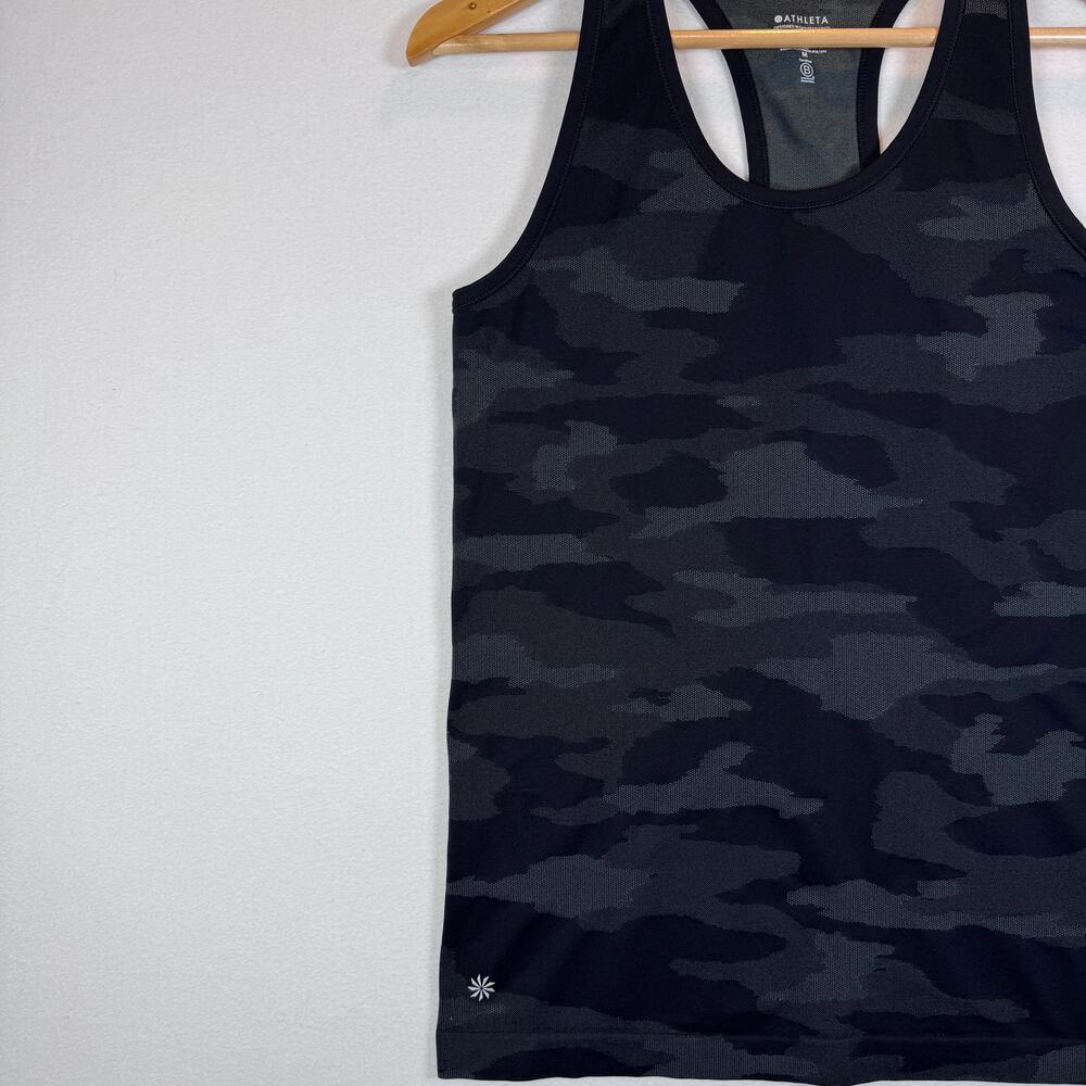 Athleta Speedlight Seamless Camo Racerback Tank Black Gray Medium - Picture 3 of 7